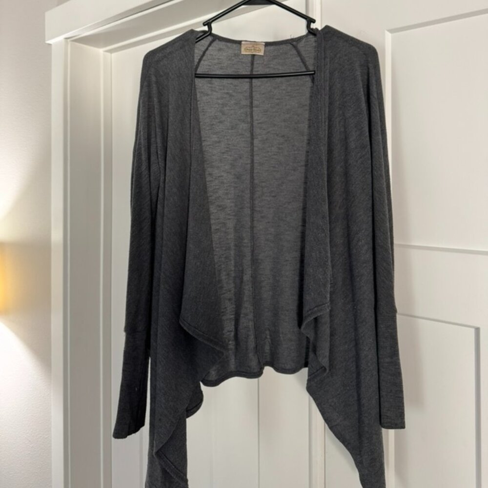 Pretty Good Gray Open Front Cardigan Lightweight Long Sleeve Women’s Size L